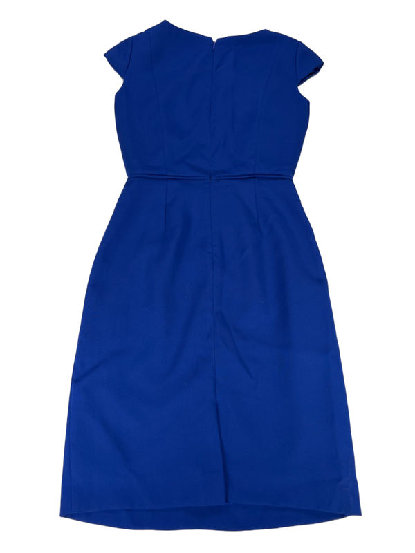 Tahari Women's Blue ASL Front Pleated Cap Sleeve Sheath Midi Dress - 2 image 2