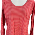 Calia Women’s Pink Striped High-Low Long Sleeve T-Shirt - L