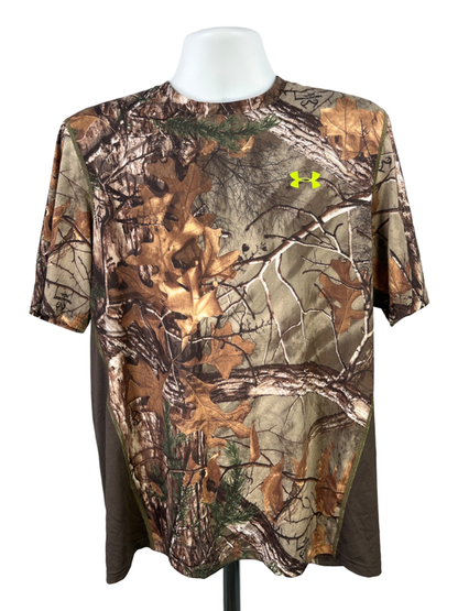 Under Armour Men's Brown Camo HeatGear Scent Control Fitted Athletic Shirt - XL