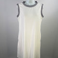 Merokeety Women's White/Black Striped Sleeveless Midi Dress - M