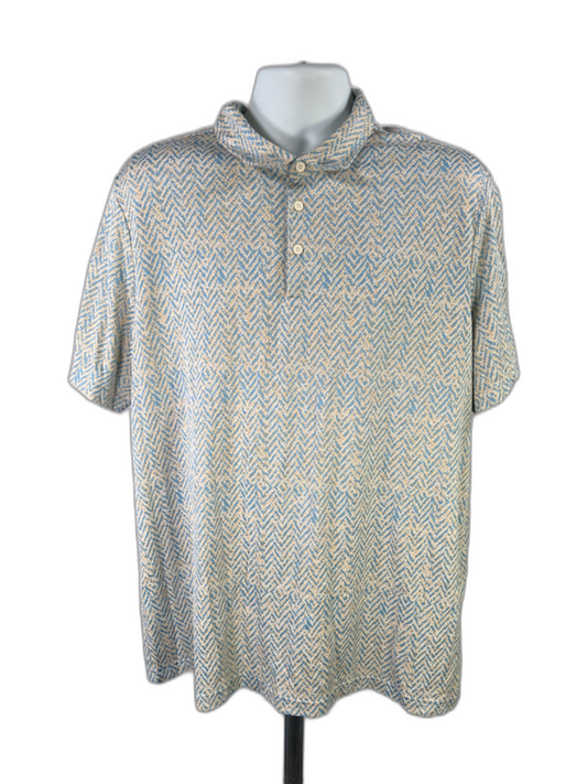 Adidas Men's Blue/Yellow Polo Short Sleeve Shirt - 2XL