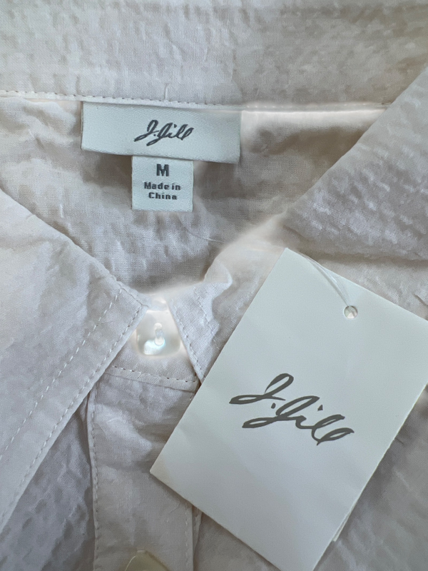 J.Jill Women's Ivory Stone Women's Light Weight Button Up Blouse - M image 3