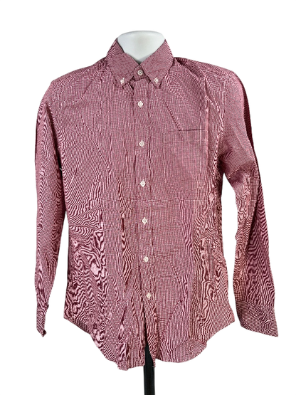 J.Crew Men's Red Checkered Flex Washed Classic Button Up Shirt - S