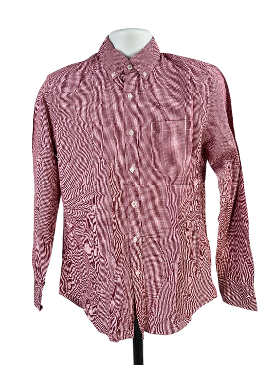 J.Crew Men's Red Checkered Flex Washed Classic Button Up Shirt - S