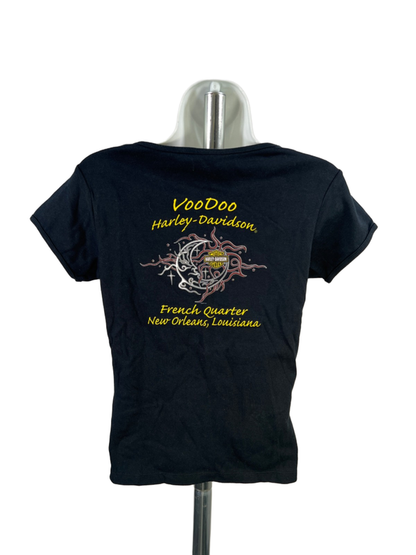 Harley Davidson Women's Black Graphic Voodoo Mardi Gras Short Sleeve Shirt - M image 2