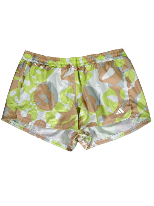 adidas Women's Beige/Green Pacer Train Essentials Unlined Woven Shorts - XL