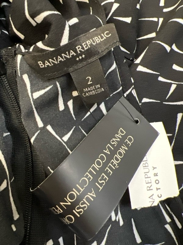 Banana Republic Women's Black Print Semi Sheer Tie Neck Shift Dress - 2 image 3