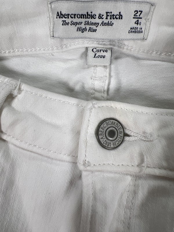 Abercrombie and Fitch Women’s White Super Skinny Ankle Jeans - 27/4 image 3