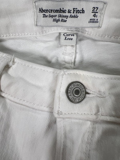 Abercrombie and Fitch Women’s White Super Skinny Ankle Jeans - 27/4 image 3