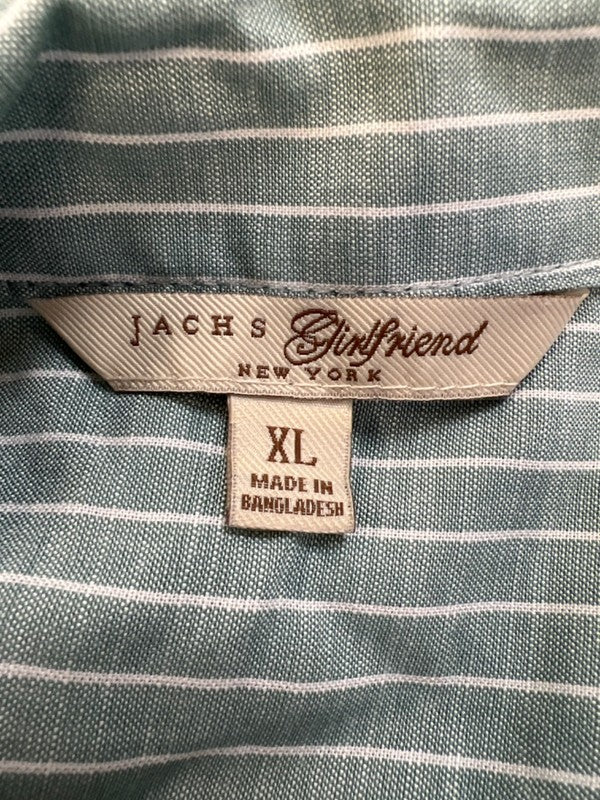 Jachs Girlfriend Women's Green/Blue Striped Sleeveless Button Up Shirt - XL image 3