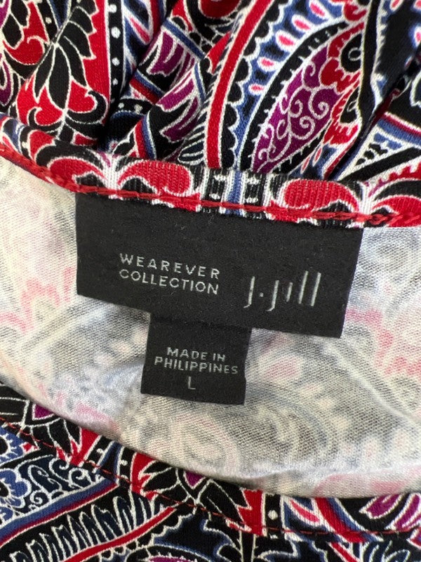 J. Jill Women's Red Paisley Long Sleeve Wearever Tunic Top - L image 3
