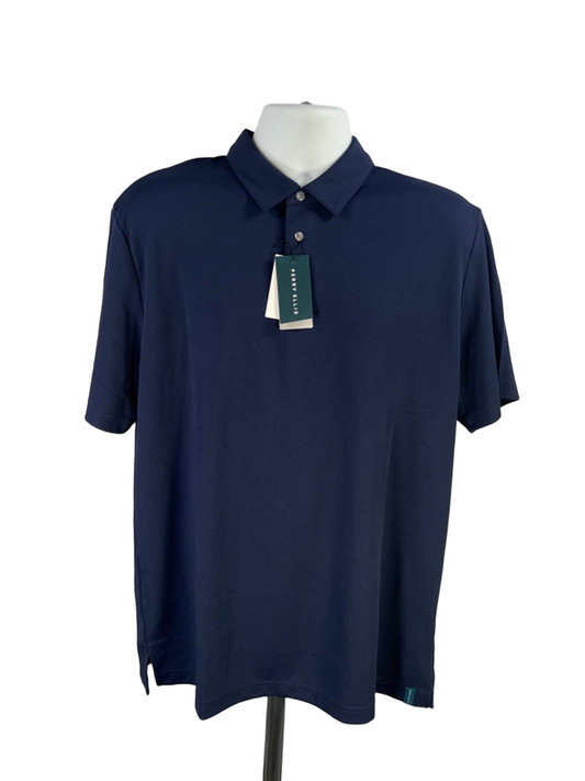 Perry Ellis Men's Navy Blue Short Sleeve Golf Polo Shirt - L