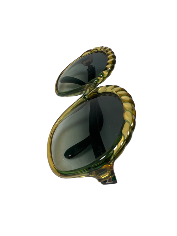 Christian Dior Women's Green/Yellow Two Tone Scalloped Vintage Sunglasses image 2