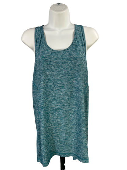 32 Cool Women's Blue Heathered Racerback Sleeveless Athletic Tank Top - L