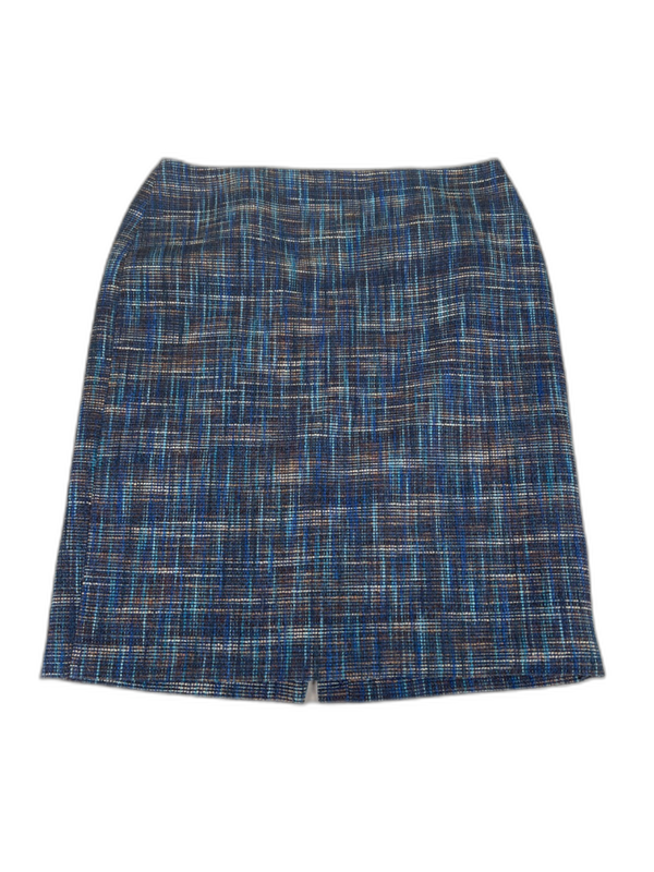 Coldwater Creek Women's Blue Tweed Straight Leg Skirt - 12 Petite