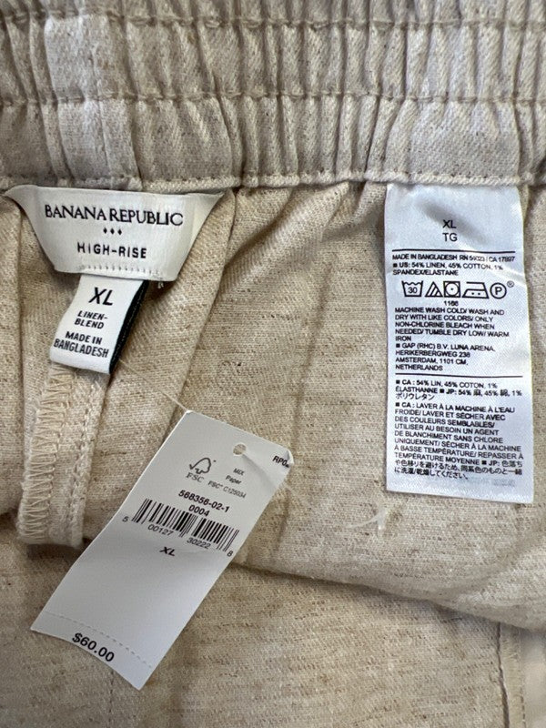 Banana Republic Women's Beige Linen Blend Pull On High Rise Shorts - XL image 3