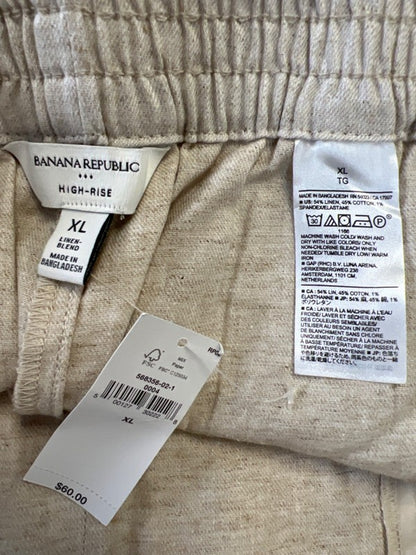 Banana Republic Women's Beige Linen Blend Pull On High Rise Shorts - XL image 3
