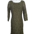 Diane Von Furstenberg Women's Green Zarita Long Lace 3/4 Sleeve Mini Dress - 2