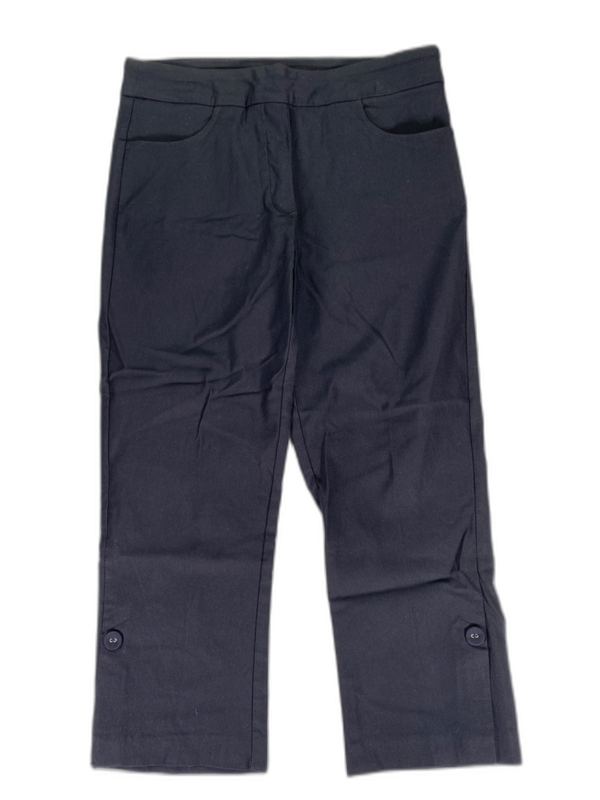 Tribal Women's Black Stretch Pull On Cropped Trouser Pants - 8