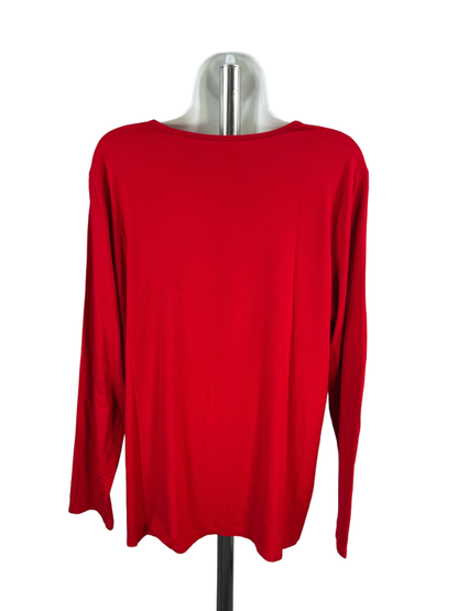 Chico's Women's Red Ultimate Scoop Neck Long Sleeve Tee Shirt - 3/US XL image 2