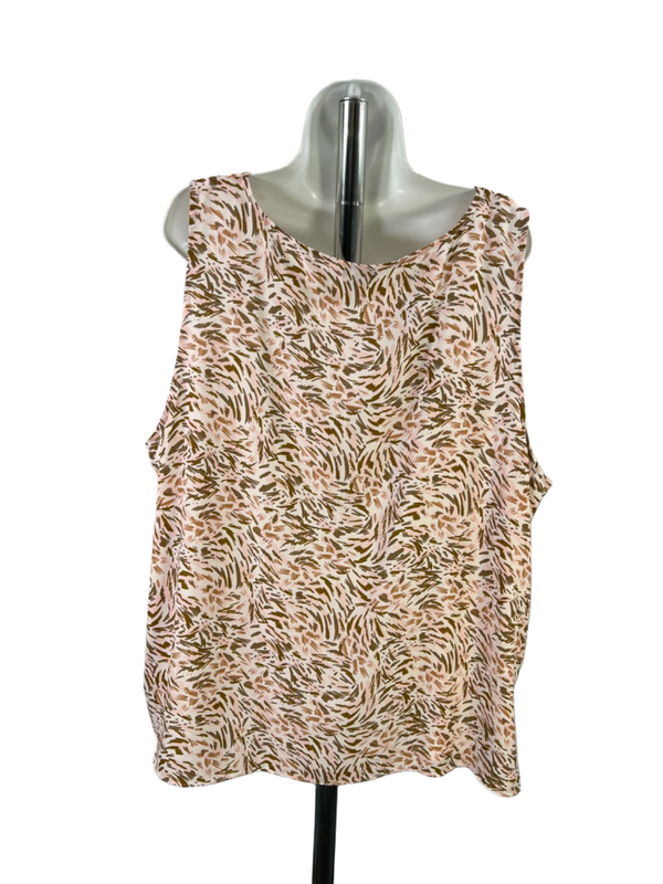 Nine West Women's Pink/Green Sleeveless Woven Shell V-Neck Tank Top - Plus 3X image 2