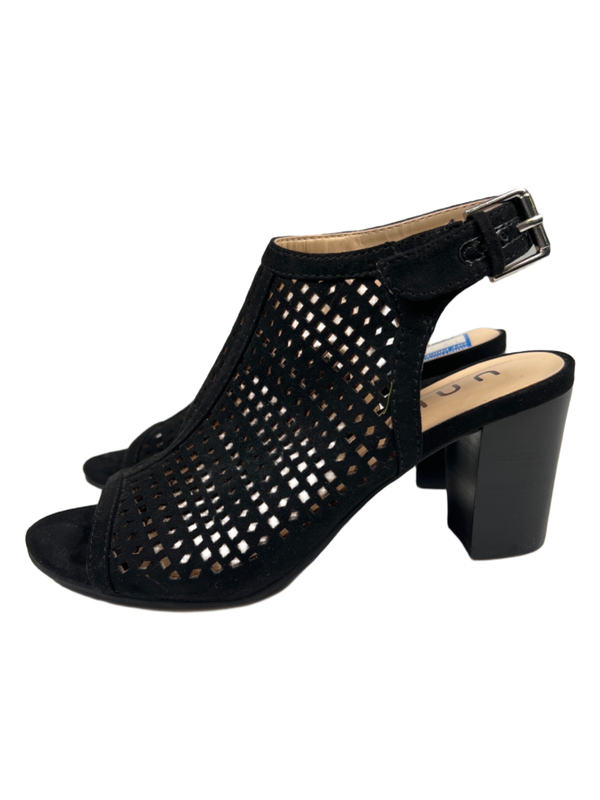 Unisa Women's Black Pryce Geometric Cut-Out Peep Toe Ankle Heel Sandals - 6.5 image 5
