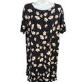 J Jill Women's Black Floral Short Sleeve Mini Tee Shirt Dress - M Petite