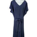 Lane Bryant Women's Blue Flutter Sleeve Tie Waist High Low Maxi Dress - 22