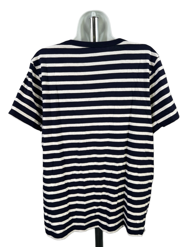 GAP Women's Blue/White Striped V Neck Short Sleeve Shirt - XL image 2