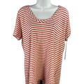 Caslon Women's Pink/White Striped Lightweight Short Sleeve Tee Shirt - XL