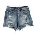 Vervet Women's Light Wash Sea High Rise Button Fly Distressed Jean Shorts - M