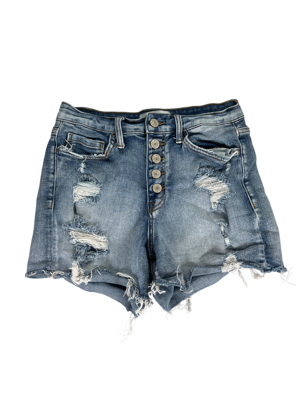 Vervet Women's Light Wash Sea High Rise Button Fly Distressed Jean Shorts - M