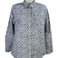 J.Crew Women's Blue/Floral Long Sleeve Button Up Poplin Shirt - S