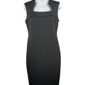 Calvin Klein Women's Black Square Neck Sleeveless Midi Sheath Dress - 6
