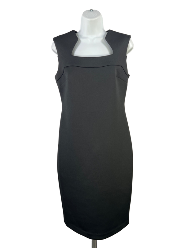 Calvin Klein Women's Black Square Neck Sleeveless Midi Sheath Dress - 6