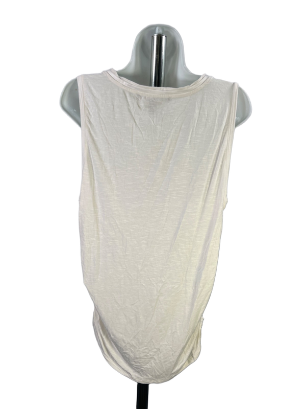 White House Black Market Women's White V Neck Ruched Sleeveless Tank Top - XL image 2