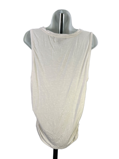 White House Black Market Women's White V Neck Ruched Sleeveless Tank Top - XL image 2