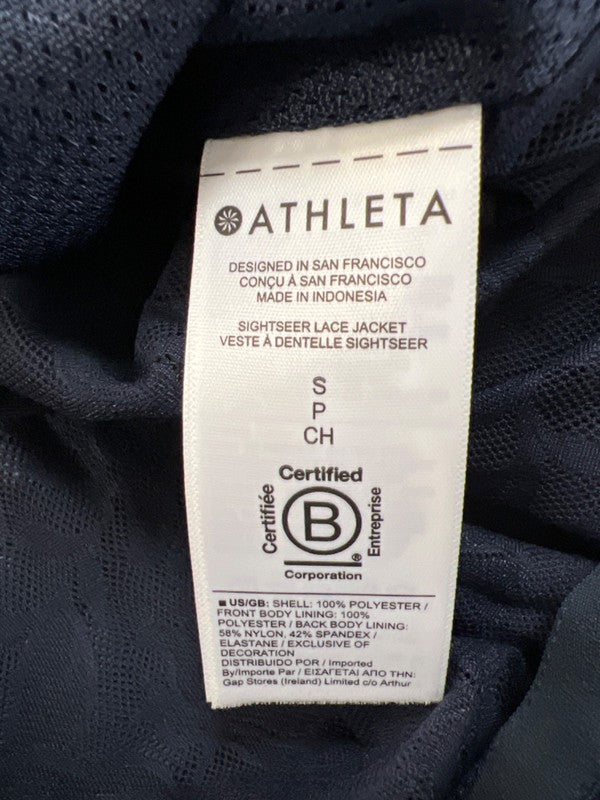 Athleta Women's Blue/Black Floral Sightseer Lace Zip Up Windbreaker Jacket - S image 4
