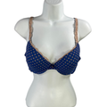 Soma Women's Blue Polka Dot Lace Trim Push Up Bra - 36B