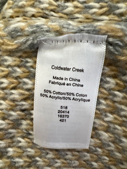 Coldwater Creek Women's Gray/Tan Knit Long Sleeve Cowl Neck Sweater - XL image 4
