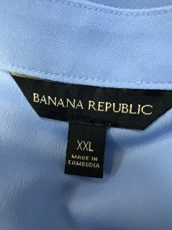 Banana Republic Women's Blue Short Sleeve V Neck Blouse - XXL image 3