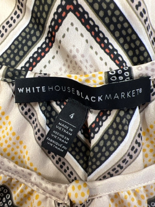 White House Black Market Women's Beige/Yellow Sleeveless Blouse - 4 image 3