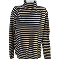 J Crew Women's Black/Beige Striped Long Sleeve Turtleneck Shirt - L