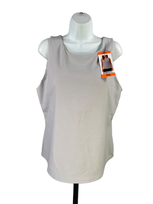 32 Cool Women's Gray/Pearl Blue Ribbed Sleeveless Tank Top W/ Bra - XXL