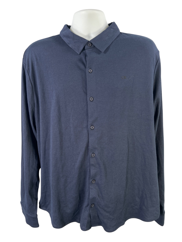 Calvin Klein Men's Blue Long Sleeve Button Up Collared Shirt - XL