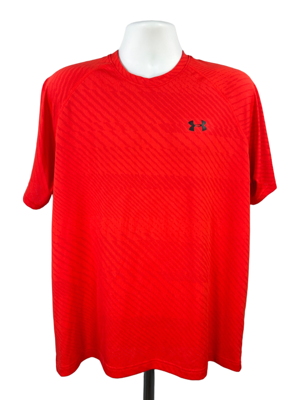 Under Armour Men's Red/Orange Breathable Short Sleeve Athletic Shirt - XL