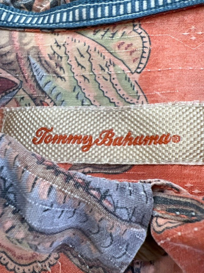 Tommy Bahama Men's Orange Floral Silk Short Sleeve Button Up Shirt - XL image 3