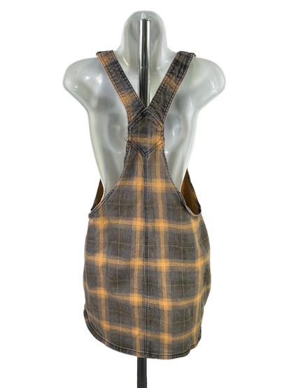 Dickies Women's Yellow/Gray Plaid Mini Overall Dress - XL image 2