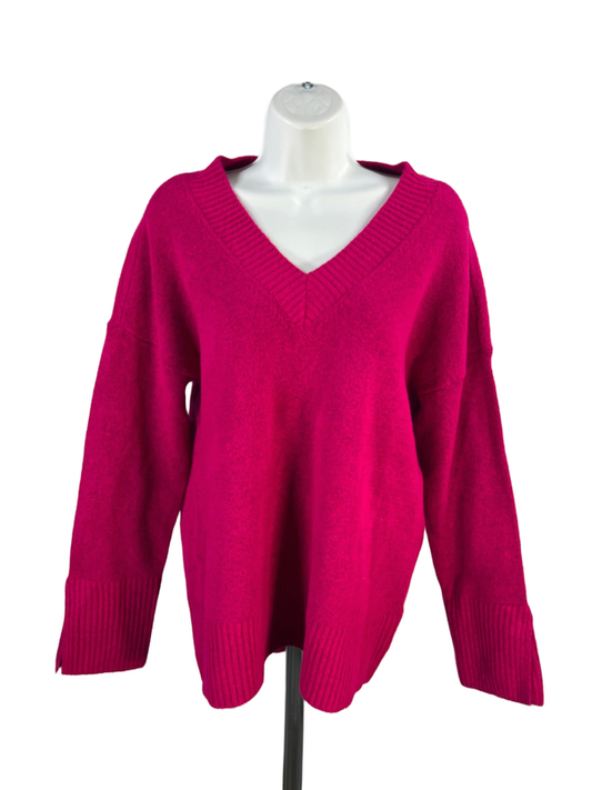 Cyrus Women's Pink V Neck Long Sleeve Sweater - S