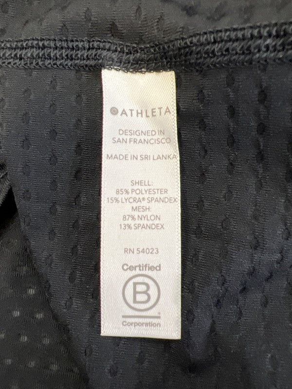 Athleta Women's Black Chi Dot Mesh Train Athletic Short Sleeve Shirt - M image 4